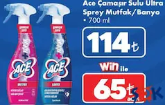 ACE ÇAMAŞIR SULU ULTRA SPREY MUTFAK/BANYO 700 ML